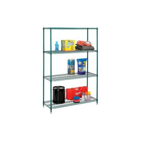 Nexel    Wire Shelving Unit, 48W X 18D X 74H, Green Epoxy